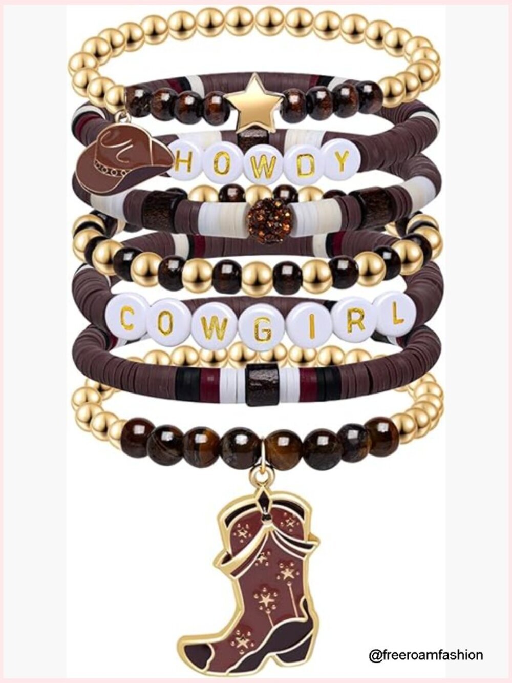 Western Cowgirl Beaded Stretch Bracelets Set - Stackable Bohemian Jewelry